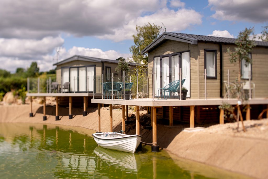 Brand new lodges at the Water Gardens development, Wayside